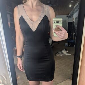 Mystic Black and Nude Mini Dress